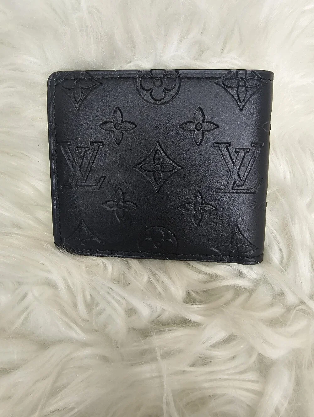 Black Embossed Leather Bifold Wallet
